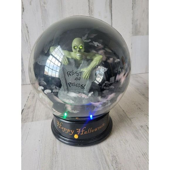 Gemmy snow globe zombie Halloween tornado home decor animated light up - Picture 1 of 9